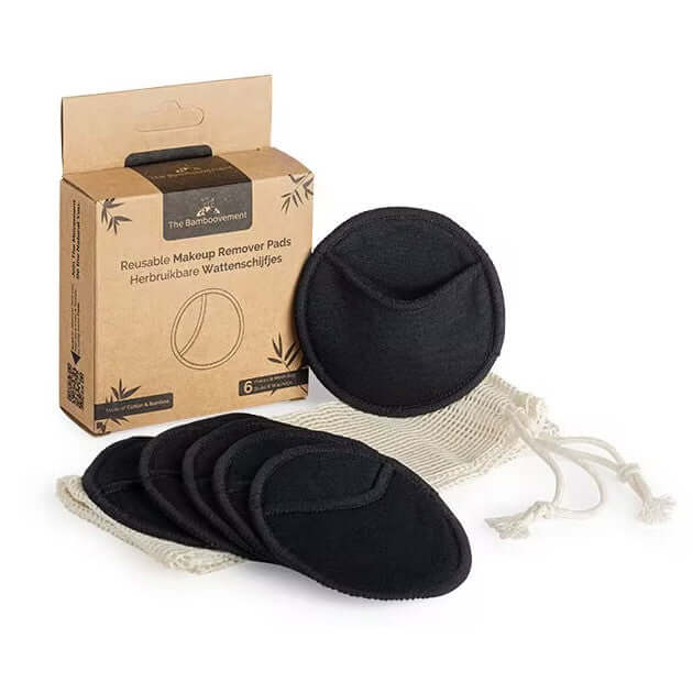 Genanvendelige Rondeller Med Vaskepose Sorte - Bamboovement Hudpleje